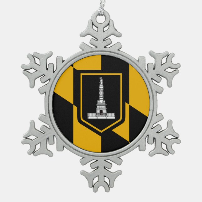 Flagge Baltimore, Maryland Schneeflocken Zinn-Ornament (Vorderseite)