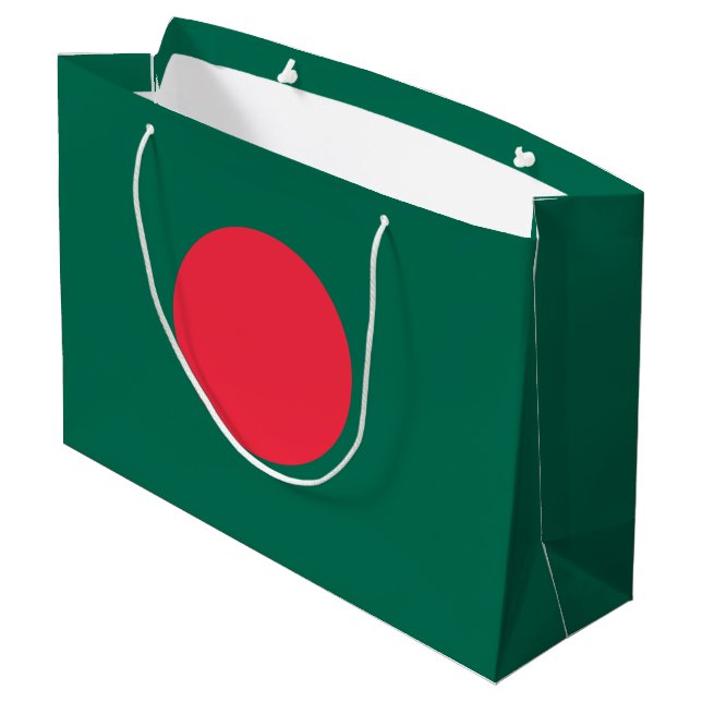 Flagge Bangladeschs (Bangladesch) Große Geschenktüte (Rückseite Schrägansicht)