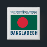 Flagge Bangladeschs Button<br><div class="desc">Flagge von Bangladesch. Name des Landes oben in Bengali.</div>