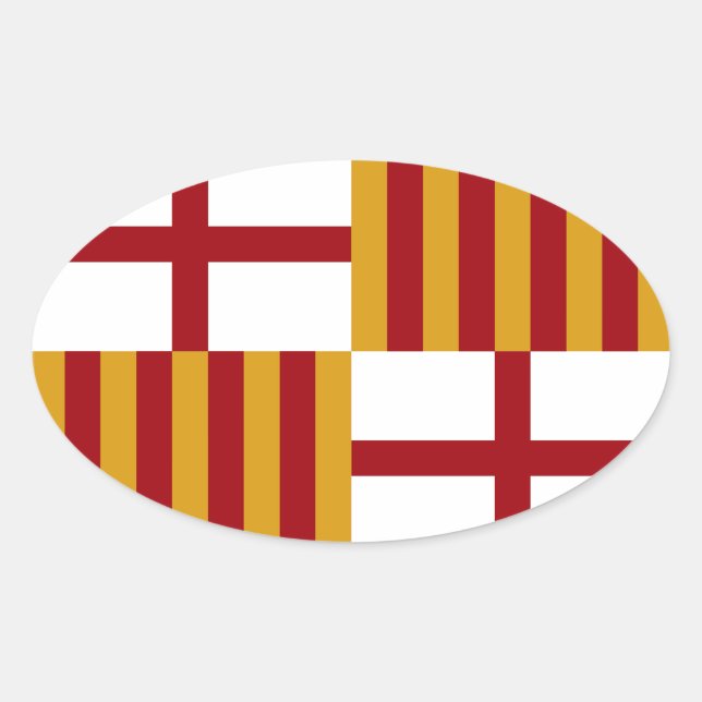 Flagge Barcelona (Spanien) Ovaler Aufkleber (Vorderseite)