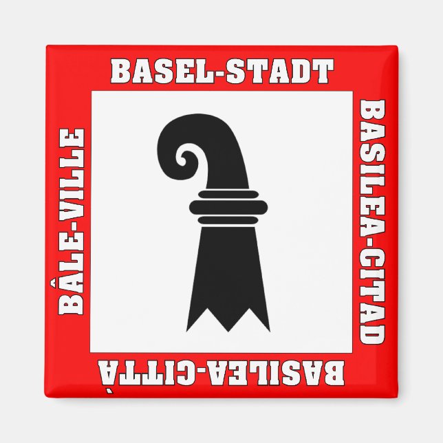 Flagge Basel Stadt Schweiz Magnet (Vorne)