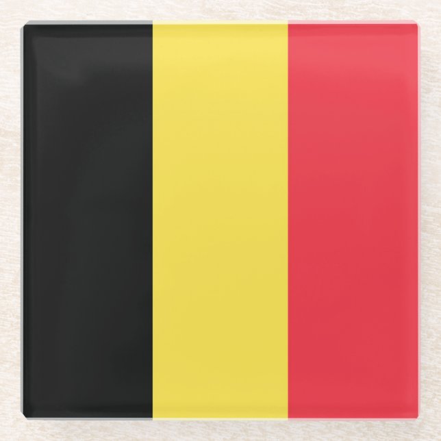 Flagge Belgien Tricolore Glasuntersetzer (Vorderseite)