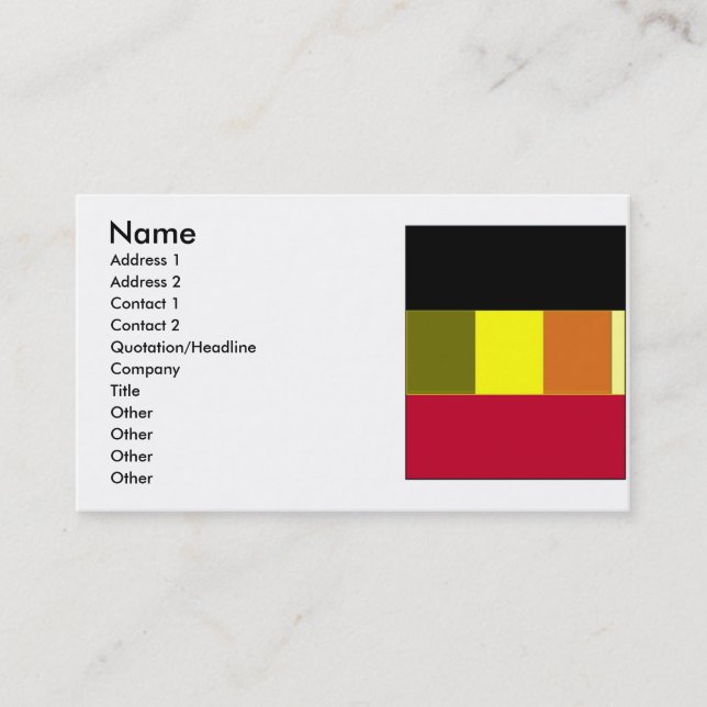 Flagge Belgiens gestreifte Visitenkarte (Vorderseite)