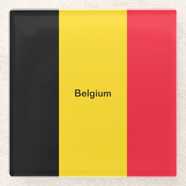 Flagge Belgiens Glasuntersetzer (Vorderseite)