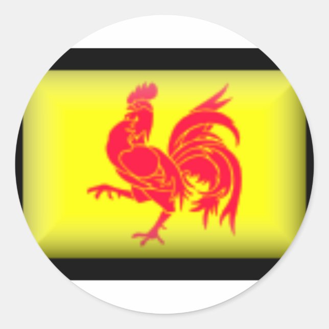 Flagge Belgiens-Wallonien Runder Aufkleber (Vorderseite)
