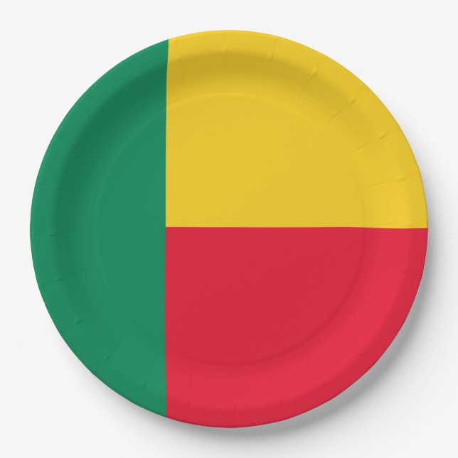 Flagge Benins (Afrika) Pappteller (Vorderseite)