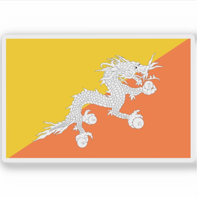 Flagge Bhutans Aufkleber (Vorderseite)