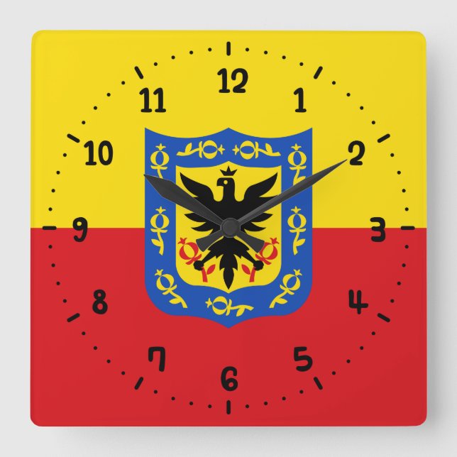 Flagge Bogotas, Kolumbien-Platz-Uhr Quadratische Wanduhr (Vorderseite)