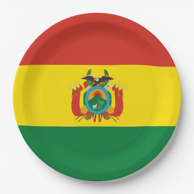 Flagge: Bolivien Pappteller (Vorderseite)