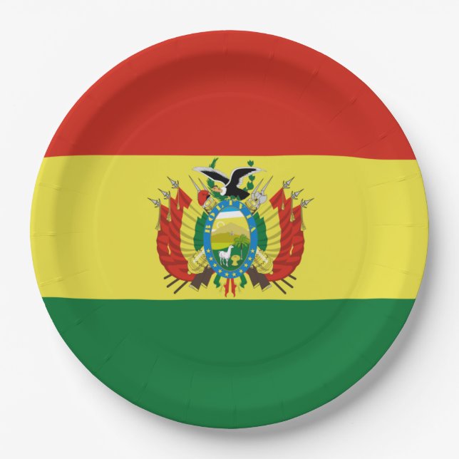 Flagge Boliviens Pappteller (Vorderseite)