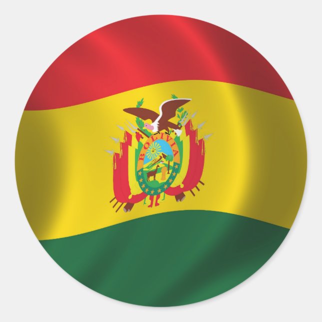 Flagge Boliviens Runder Aufkleber (Vorderseite)