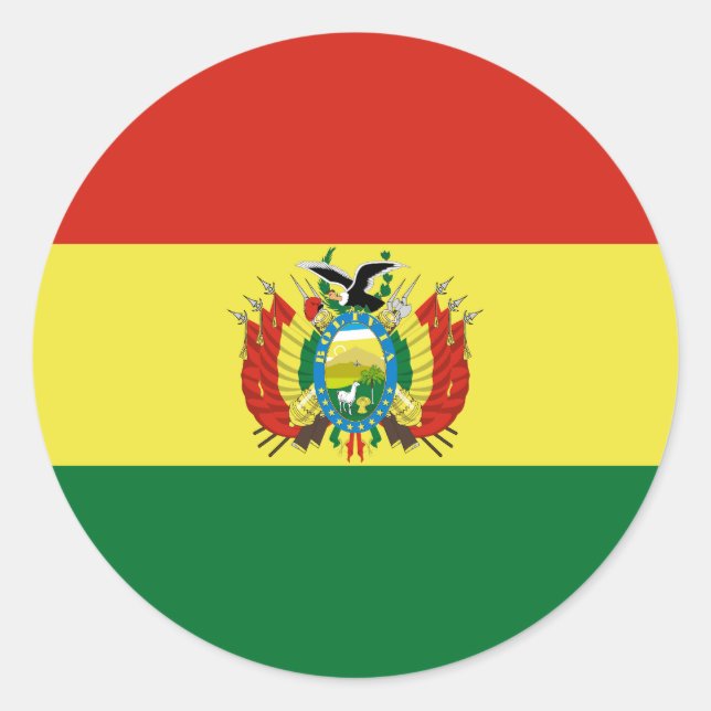 Flagge Boliviens Runder Aufkleber (Vorderseite)