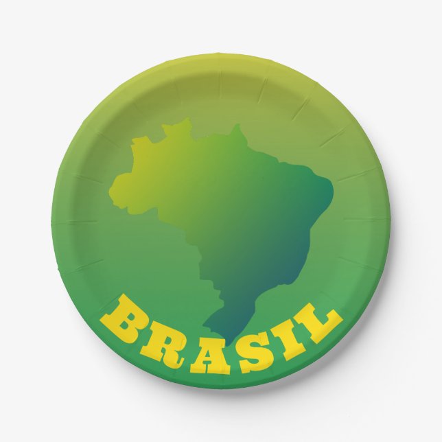 Flagge Brasiliens | Brasil Verde Amarelo Pappteller (Vorderseite)