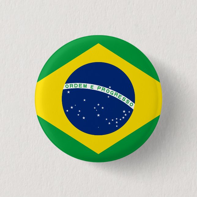 Flagge Brasiliens (Brasilien) Button (Vorderseite)