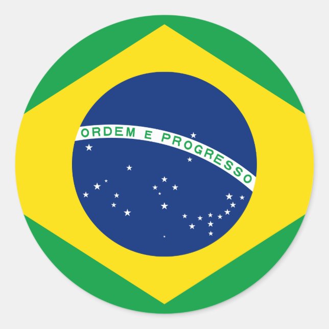 Flagge Brasiliens (Brasilien) Runder Aufkleber (Vorderseite)
