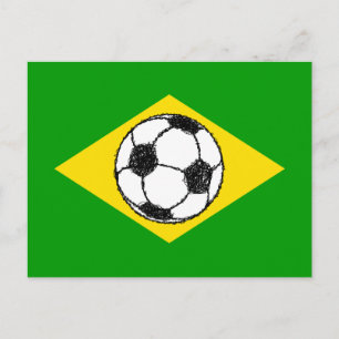 Flagge Brasiliens Fußball-Sketch Postkarte