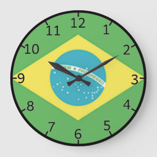 Flagge Brasiliens Große Wanduhr