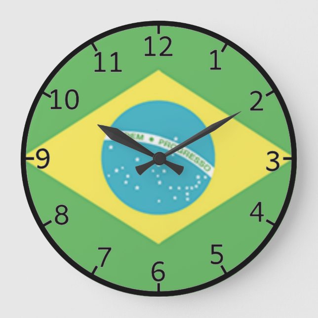 Flagge Brasiliens Große Wanduhr (Vorderseite)