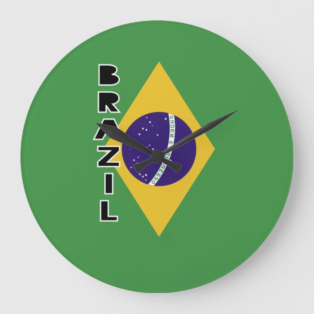 Flagge Brasiliens Große Wanduhr (Vorderseite)