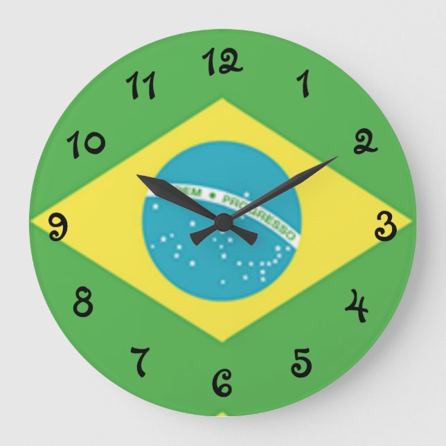 Flagge Brasiliens Große Wanduhr (Vorderseite)