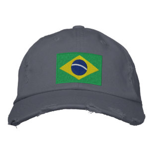 Flagge Brasiliens in Grün, Gelb und Blau Bestickte Baseballkappe