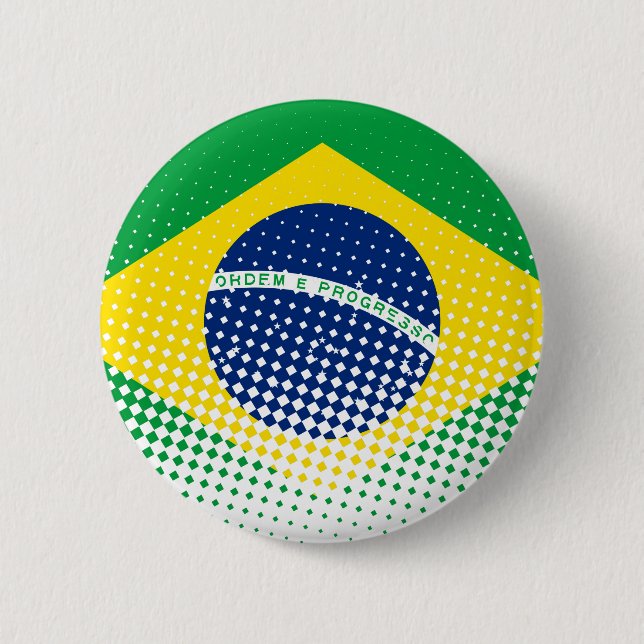 Flagge Brasiliens mit Halftone-Effekt Button (Vorderseite)