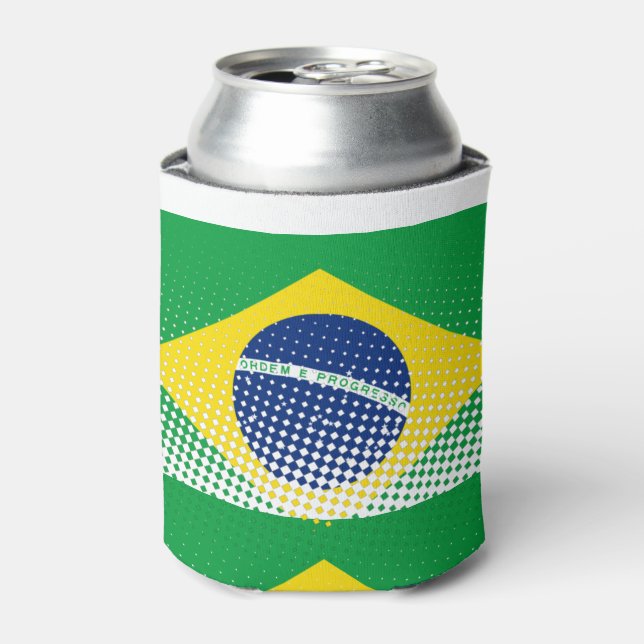 Flagge Brasiliens mit Halftone-Effekt Dosenkühler (Kanne Vorderseite)