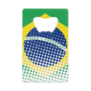 Flagge Brasiliens mit Halftone-Effekt Geldbeutel Flaschenöffner
