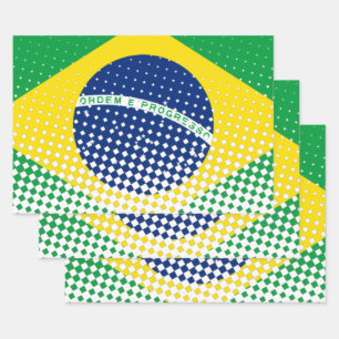 Flagge Brasiliens mit Halftone-Effekt Geschenkpapier Set