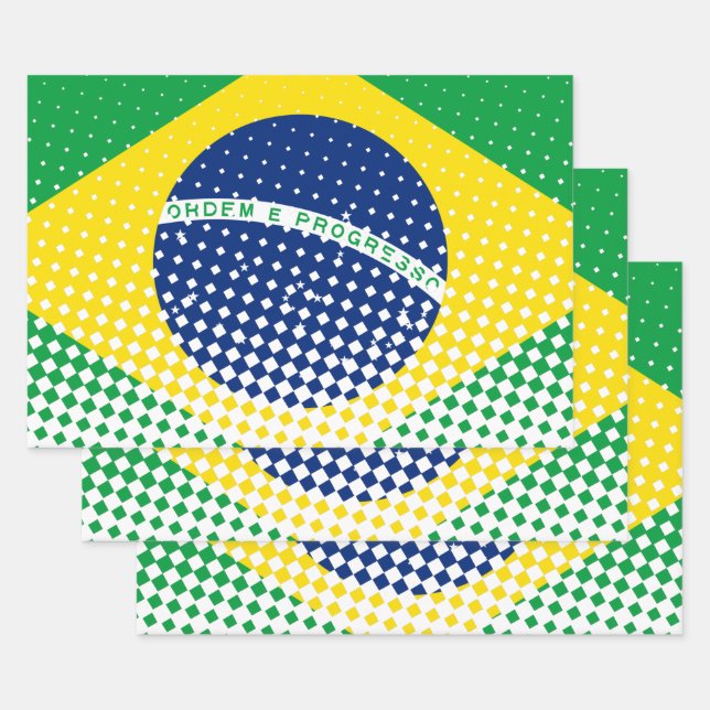 Flagge Brasiliens mit Halftone-Effekt Geschenkpapier Set (Set)