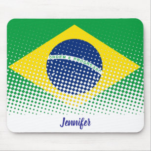 Flagge Brasiliens mit Halftone-Effekt-Individuelle Mousepad