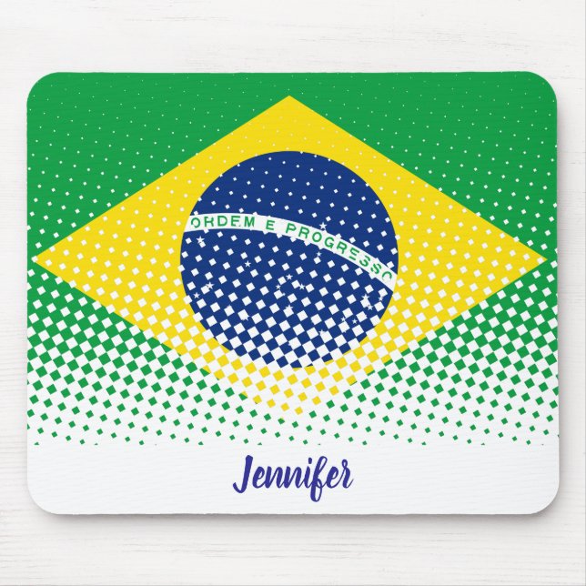 Flagge Brasiliens mit Halftone-Effekt-Individuelle Mousepad (Vorne)
