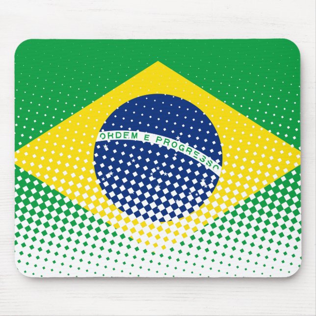 Flagge Brasiliens mit Halftone-Effekt Mousepad (Vorne)