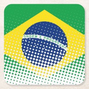 Flagge Brasiliens mit Halftone-Effekt Rechteckiger Pappuntersetzer