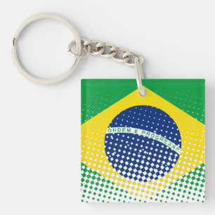 Flagge Brasiliens mit Halftone-Effekt Schlüsselanhänger