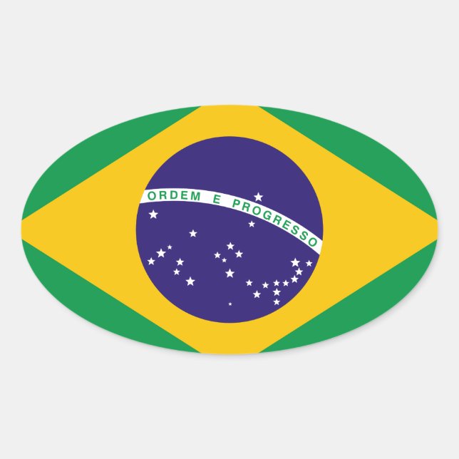 Flagge Brasiliens Ovaler Aufkleber (Vorderseite)