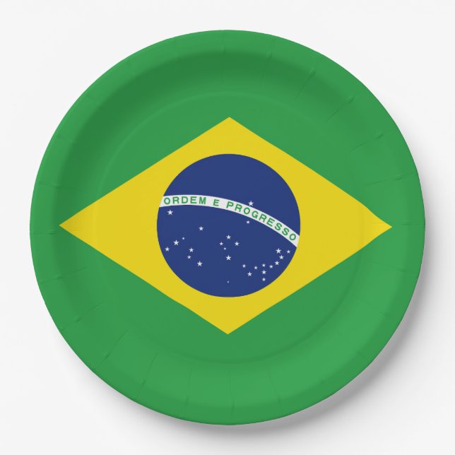Flagge Brasiliens Pappteller (Vorderseite)