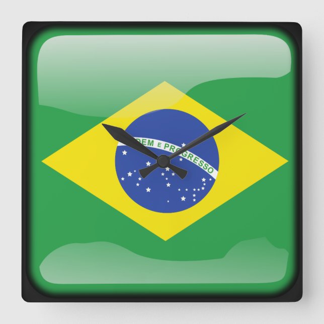 Flagge Brasiliens Quadratische Wanduhr (Vorderseite)