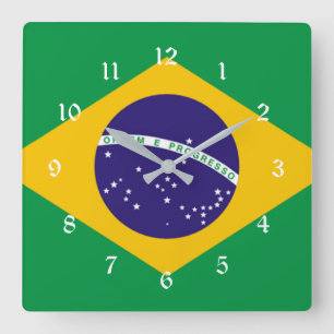 Flagge Brasiliens Quadratische Wanduhr