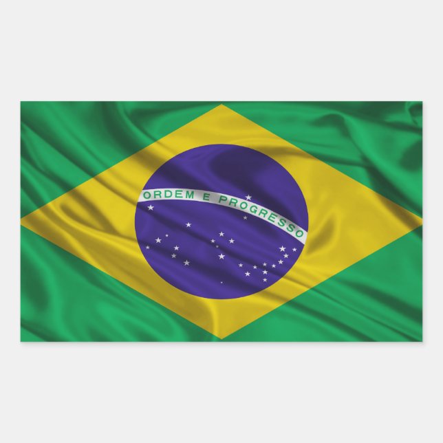 Flagge Brasiliens Rechteckiger Aufkleber (Vorderseite)