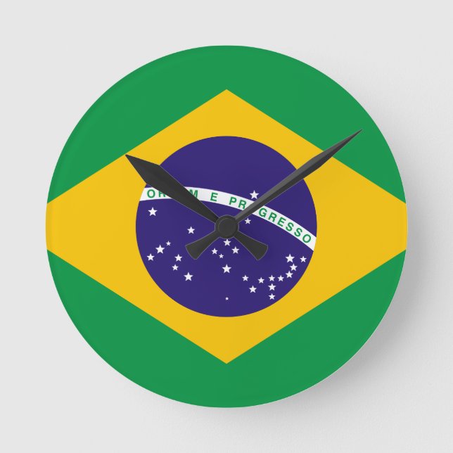 Flagge Brasiliens Runde Wanduhr (Vorderseite)