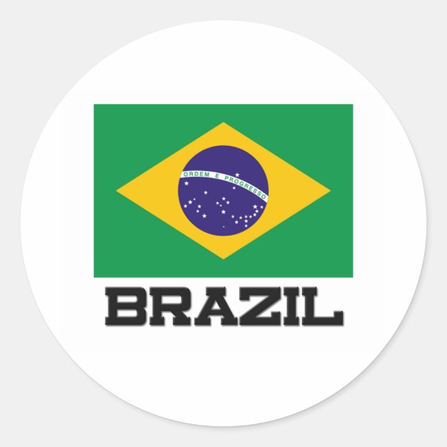 Flagge Brasiliens Runder Aufkleber (Vorderseite)