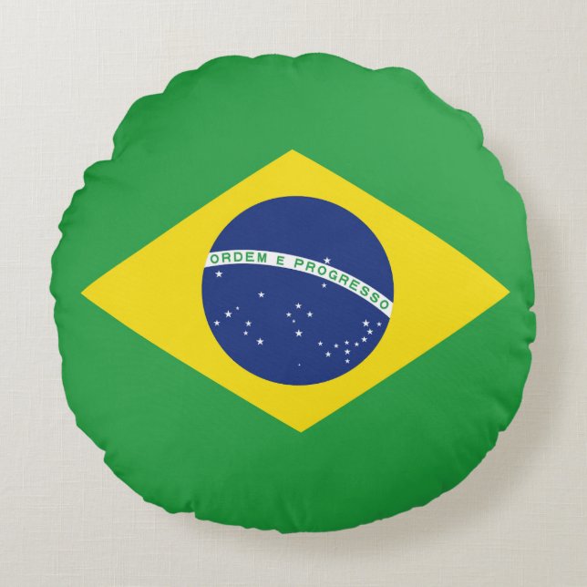 Flagge Brasiliens Rundes Kissen (Vorderseite)