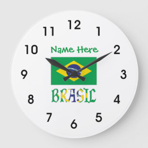 Flagge Brasiliens und Brasilien kommt den Namen Große Wanduhr