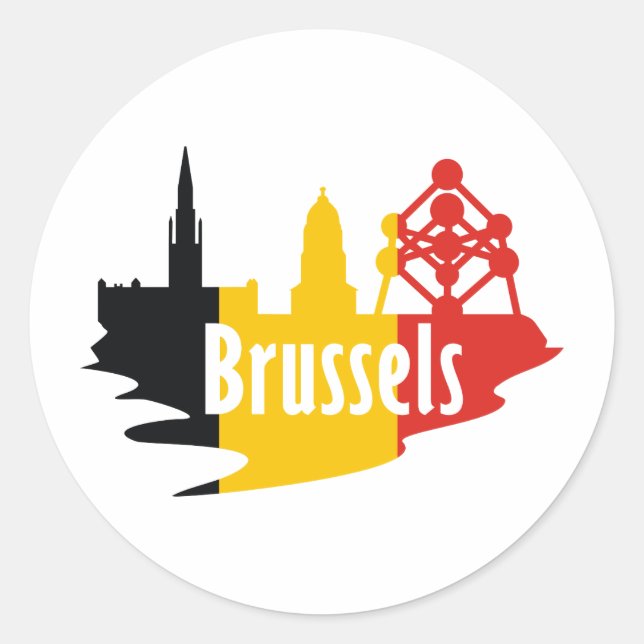 Flagge Brüssel Runder Aufkleber (Vorderseite)