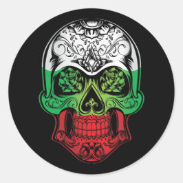 Flagge Bulgariens - Schädel und Rose Runder Aufkleber