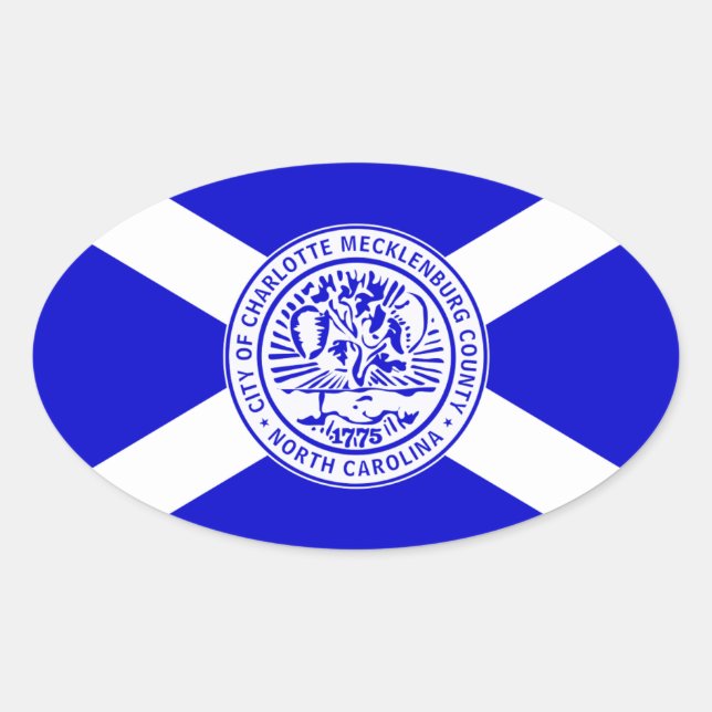Flagge Charlotte, NC Ovaler Aufkleber (Vorderseite)