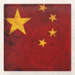 Flagge Chinas Glasuntersetzer