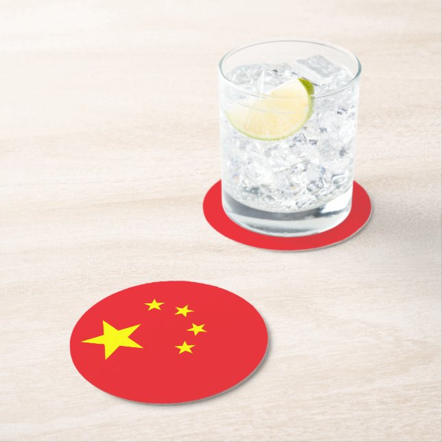 Flagge Chinas Runder Pappuntersetzer (Vor Ort)