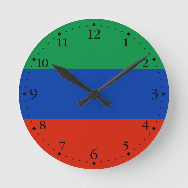 Flagge Dagestan Runde Wanduhr (Vorderseite)